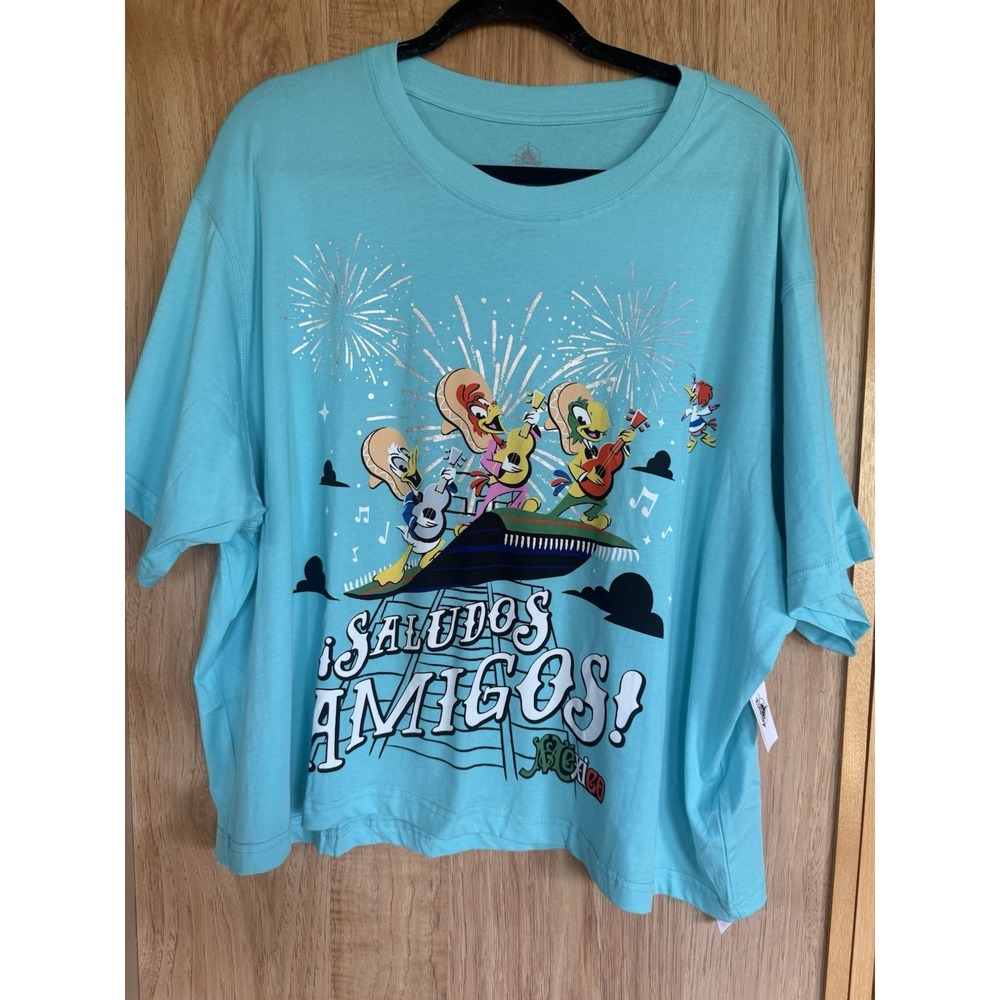 Disney Parks 2026 WDW Mexico Pavillion Epcot T Shirt Three Caballeros Crop M NWT